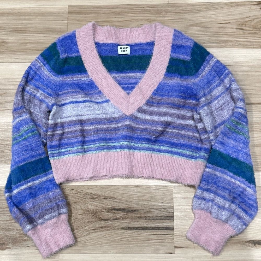 Aritzia Sunday Best Reese Cardigan Purple Pink Cropped Women’s Large